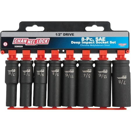 Channellock Standard 1/2 In. Drive 6-Point Deep Impact Driver Set 8-Piece 328529